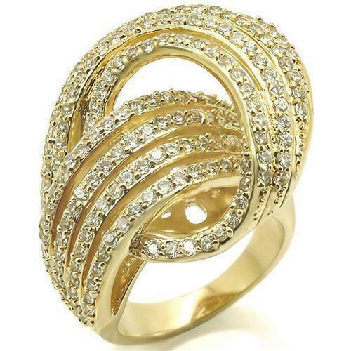 Jewellery Kingdom Cubic Zirconia Twisted Pave Big Sparkling Ladies Cocktail Ring Secondary image