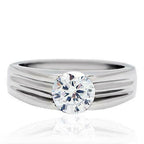 Jewellery Kingdom Cubic Zirconia Unisex Signet Pinky Stainless Steel Mens Solitaire Ring (Silver) - Jewelry Rings - British D'sire