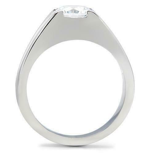Jewellery Kingdom Cubic Zirconia Unisex Signet Pinky Stainless Steel Mens Solitaire Ring (Silver) - Jewelry Rings - British D'sire