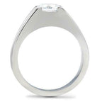 Jewellery Kingdom Cubic Zirconia Unisex Signet Pinky Stainless Steel Mens Solitaire Ring (Silver) - Jewelry Rings - British D'sire