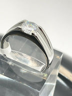 Jewellery Kingdom Cubic Zirconia Unisex Signet Pinky Stainless Steel Mens Solitaire Ring (Silver) - Jewelry Rings - British D'sire