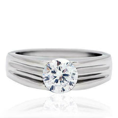 Jewellery Kingdom Cubic Zirconia Unisex Signet Pinky Stainless Steel Mens Solitaire Ring (Silver) - Jewelry Rings - British D'sire