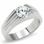 Jewellery Kingdom Cubic Zirconia Unisex Signet Pinky Stainless Steel Mens Solitaire Ring (Silver) - Jewelry Rings - British D'sire