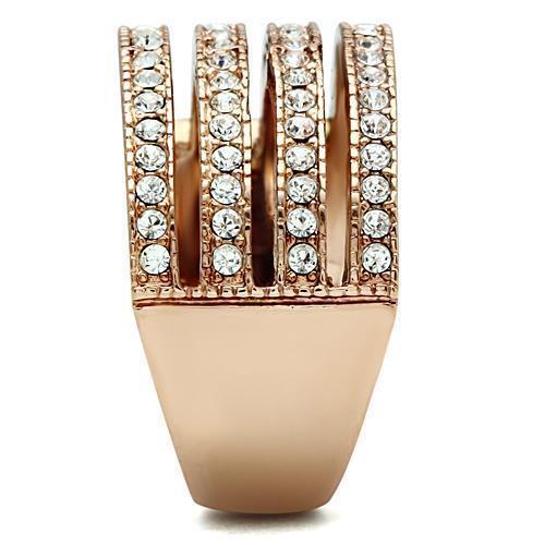 Jewellery Kingdom Cubic Zirconia Wide Comfort Steel Chunky Ladies Rose Gold Band Ring - Jewelry Rings - British D'sire