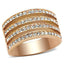 Jewellery Kingdom Cubic Zirconia Wide Comfort Steel Chunky Ladies Rose Gold Band Ring - Jewelry Rings - British D'sire
