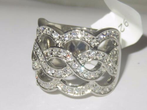 Jewellery Kingdom Cubiz Zirconia Stamped Sparkling Ladies Wide Band Ring (Sterling Silver) - Jewelry Rings - British D'sire