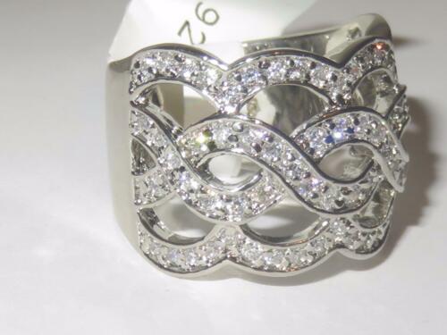 Jewellery Kingdom Cubiz Zirconia Stamped Sparkling Ladies Wide Band Ring (Sterling Silver) Secondary image