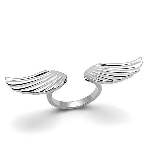 Jewellery Kingdom Cuff Stainless Steel Ladies Angel Wings Ring Band (Silver) - Rings - British D'sire Main image