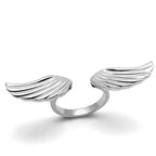 Jewellery Kingdom Cuff Stainless Steel Ladies Angel Wings Ring Band (Silver) - Rings - British D'sire