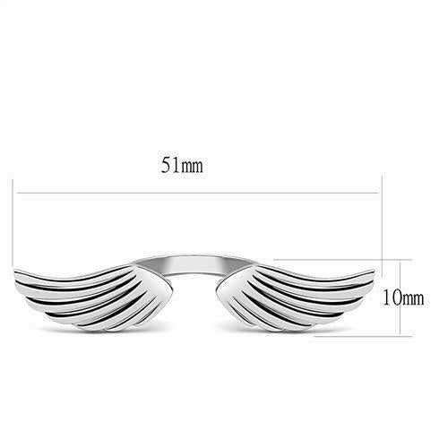 Jewellery Kingdom Cuff Stainless Steel Ladies Angel Wings Ring Band (Silver) - Rings - British D'sire