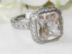 Jewellery Kingdom Cushion 4CT Cubic Zirconia Stainless Steel Dress Sparkle Ladies Ring (Clear &Silver) - Jewelry Rings - British D'sire