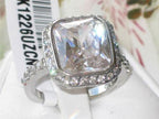 Jewellery Kingdom Cushion 4CT Cubic Zirconia Stainless Steel Dress Sparkle Ladies Ring (Clear &Silver) - Jewelry Rings - British D'sire