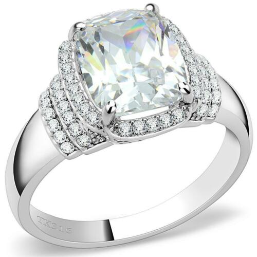 Jewellery Kingdom Cushion Cut 4 Carat Cubic Zirconia Ladies Ring (Silver) - Jewelry Rings - British D'sire