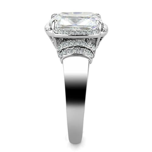 Jewellery Kingdom Cushion Cut 4 Carat Cubic Zirconia Ladies Ring (Silver) - Jewelry Rings - British D'sire