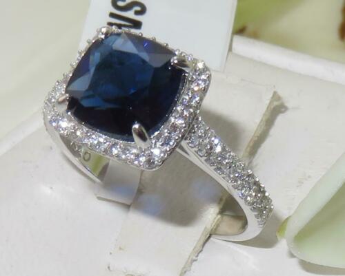 Jewellery Kingdom Cushion Cut Accents Sterling Ladies Sapphire Ring (Silver) - Rings - British D'sire
