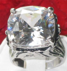 Jewellery Kingdom Cushion Cut Antiqued 14 CT Statement Ladies Cocktail Ring (Silver) - Jewelry Rings - British D'sire