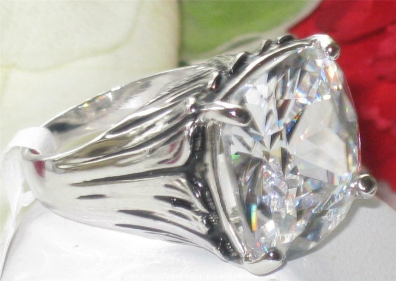 Jewellery Kingdom Cushion Cut Antiqued 14 CT Statement Ladies Cocktail Ring (Silver) - Jewelry Rings - British D'sire