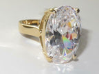 Jewellery Kingdom Cushion Emerald 15 CT Solitaire Clear Ladies Ring (Gold) - Jewelry Rings - British D'sire