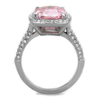 Jewellery Kingdom Cushion Sapphire 8ct Cubic Zirconia Ladies Stainless Steel Ring (Pink) - Jewelry Rings - British D'sire