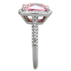 Jewellery Kingdom Cushion Sapphire 8ct Cubic Zirconia Ladies Stainless Steel Ring (Pink) - Jewelry Rings - British D'sire