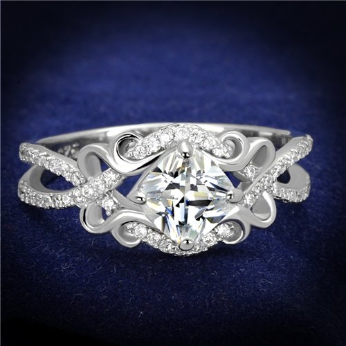 Jewellery Kingdom Cut Fancy Stamped Sterling Silver Simulated Womens Princess Diamond Ring - Rings - British D'sire