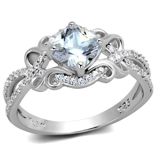Jewellery Kingdom Cut Fancy Stamped Sterling Silver Simulated Womens Princess Diamond Ring - Rings - British D'sire