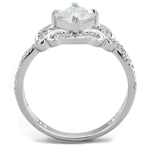 Jewellery Kingdom Cut Fancy Stamped Sterling Silver Simulated Womens Princess Diamond Ring Secondary image