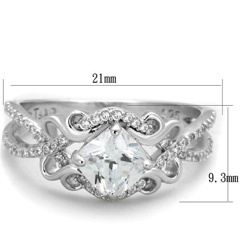 Jewellery Kingdom Cut Fancy Stamped Sterling Silver Simulated Womens Princess Diamond Ring - Rings - British D'sire Main image