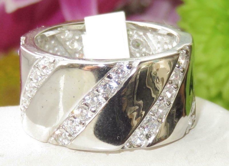 Jewellery Kingdom CZ 10mm Sterling silver Pave Wedding Eternity Ladies Wide Band Ring - Jewelry Rings - British D'sire Main image