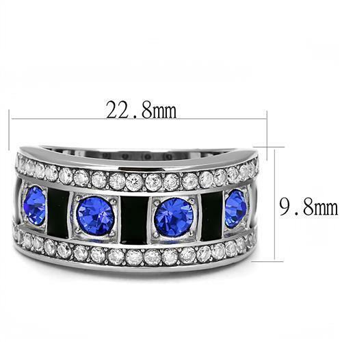 Jewellery Kingdom CZ Blue Stainless Steel Designer Ladies Sapphire Ring Band - Jewelry Rings - British D'sire