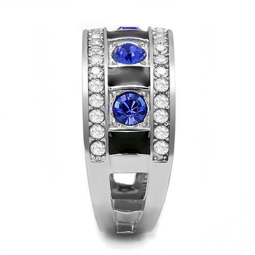 Jewellery Kingdom CZ Blue Stainless Steel Designer Ladies Sapphire Ring Band - Jewelry Rings - British D'sire Main image