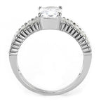 Jewellery Kingdom Cz Engagement Stainless Steel Clear 4 Carat Silver Ladies Emerald Ring - Engagement Rings - British D'sire