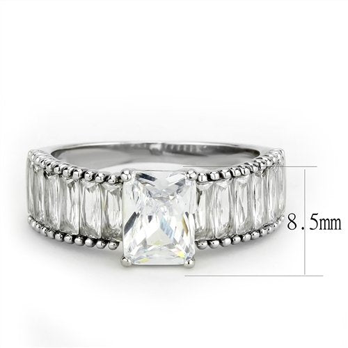 Jewellery Kingdom Engagement Stainless Steel Clear 4 Carat Ladies Emerald Ring (Silver) Secondary image