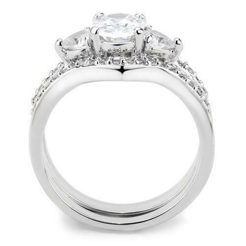 Jewellery Kingdom Heart Oval Ladies Engagement Wedding Band Ring Set Secondary image