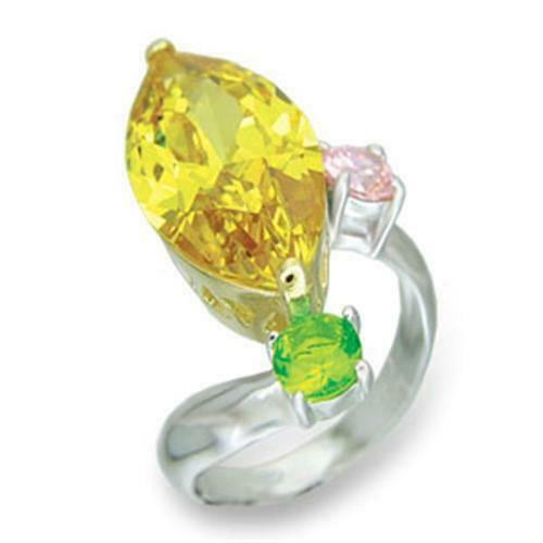 Jewellery Kingdom CZ Marquise Pink Peridot Sterling Silver 5 CT Ladies Citrine Ring - Jewelry Rings - British D'sire Main image