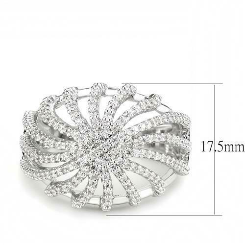 Jewellery Kingdom Rhodium Pave Cubic Zirconia Sparkle Cocktail Ladies Dome Ring (Silver) Secondary image