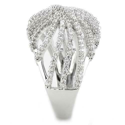 Jewellery Kingdom CZ Rhodium Pave Cubic Zirconia Sparkle Cocktail Ladies Dome Ring (Silver) - Jewelry Rings - British D'sire