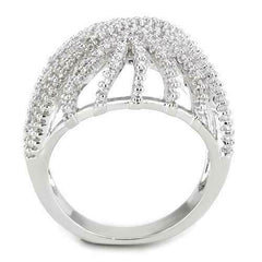 Jewellery Kingdom CZ Rhodium Pave Cubic Zirconia Sparkle Cocktail Ladies Dome Ring (Silver) - Jewelry Rings - British D'sire