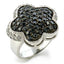 Jewellery Kingdom CZ Silver Rhodium Pave Cocktail Sparkling Ladies Black Ring - Jewelry Rings - British D'sire