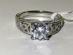 Jewellery Kingdom CZ Silver Stainless Steel Fancy Shank Clear Solitaire Ring - Rings - British D'sire