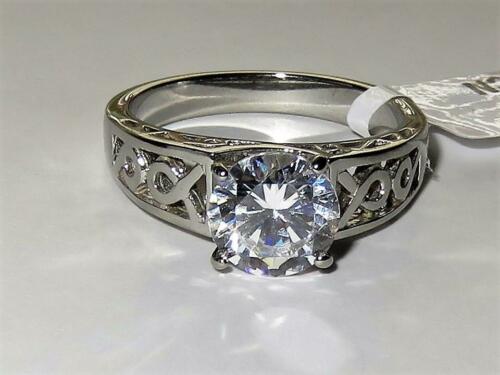 Jewellery Kingdom CZ Silver Stainless Steel Fancy Shank Clear Solitaire Ring - Rings - British D'sire