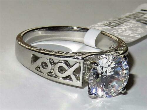 Jewellery Kingdom CZ Silver Stainless Steel Fancy Shank Clear Solitaire Ring - Rings - British D'sire