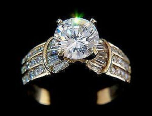 Jewellery Kingdom CZ Solitaire Accents Steel Sparkling Ladies Engagement Ring (Gold) - Engagement Rings - British D'sire Main image