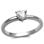 Jewellery Kingdom CZ Stainless Steel Ladies Heart Solitaire Engagement Ring (Silver) - Engagement Rings - British D'sire