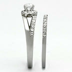 Jewellery Kingdom CZ Stainless Steel Pretty Engagement Wedding Band Silver Ring Set - Jewelry Rings - British D'sire