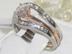 Jewellery Kingdom CZ Stainless Steel Wedding Band Guard Ladies Solitaire Ring Set - Jewelry Rings - British D'sire