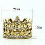 Jewellery Kingdom Cz Steel 18kt Tiera Ladies Flat Pave Cocktail Pretty Crown Ring (Gold) - Jewelry Rings - British D'sire