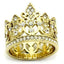 Jewellery Kingdom Cz Steel 18kt Tiera Ladies Flat Pave Cocktail Pretty Crown Ring (Gold) - Jewelry Rings - British D'sire
