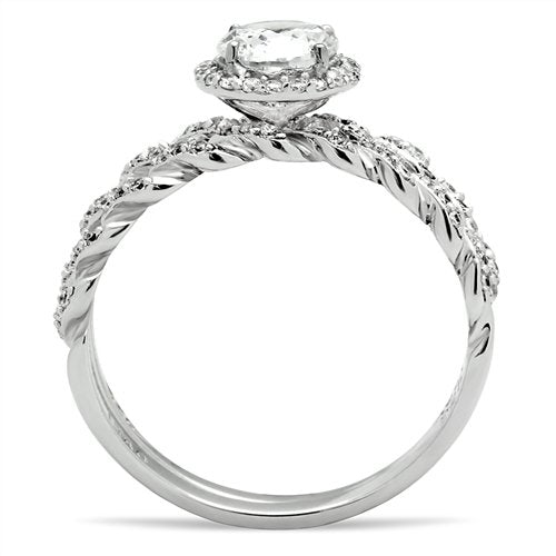 Jewellery Kingdom CZ Sterling Wedding Band Twist Ladies Engagement Ring Set (Silver) - Engagement Rings - British D'sire Main image