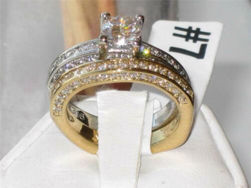 Jewellery Kingdom CZ Wedding Band Yellow Steel Ladies Ring Set (Gold & Silver) Secondary image